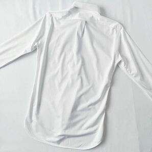 (美品) ニューヨーカー NEWYORKER ボタンダウン ヘリンボーン 長袖シャツ M ホワイト ストライプ シャツ の画像4
