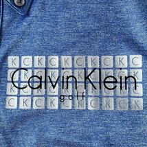 (美品) カルバンクライン ゴルフ Kalvin Klein golf 吸汗速乾 ボタンダウン ポロシャツ M ブルー シルバー サラサラ 比翼仕立 半袖 シャツ_画像4