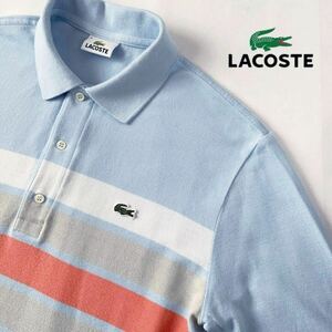 ラコステ LACOSTE ポロシャツ 3 (M) サックス ブルー ボーダー柄 PH400S 半袖シャツ 