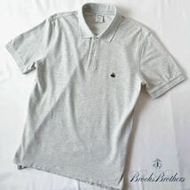 ブルックスブラザーズ BROOKS BROTHERS 半袖 ポロシャツ L (日本XL) 杢 グレー ブラック ネイビー 鹿の子 シャツ _画像2