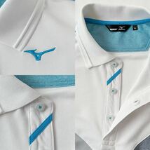 ミズノ ゴルフ MIZUNO GOLF 吸汗速乾 ポロシャツ XL ホワイト ブルー グレー 半袖 シャツ ゴルフウェア_画像7