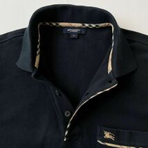 バーバリー ロンドン BUBERRY LONDON ポロシャツ S (日本M ) ブラック ノバチェック 半袖 鹿の子 シャツ 黒 _画像4