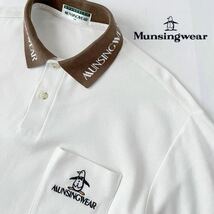 マンシングウェア Munsingwear ポロシャツ SA ホワイト ブラウン 半袖 鹿の子 シャツ _画像1
