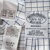 ブルックスブラザーズ BROOKS BROTHERS ボタンダウン 長袖 シャツ 16 1/2-32 180/104B (日本XL) ホワイト ネイビー ノンアイロン _画像10