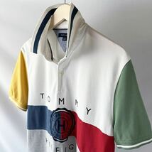 トミー ヒルフィガー TOMMY HILFIGER マルチカラー ポロシャツ XL 半袖 ビッグロゴ 刺繍 シャツ _画像3