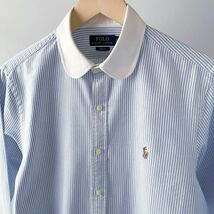 ラルフローレン RALPH LAUREN オックスフォード ラウンドカラー ストライプ 長袖 シャツ 16 32/33 175/96A (日本L) ホワイト ブルー 丸襟_画像10