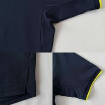 (美品) デサント DESCENTE 吸汗速乾 ポロシャツ O (XL) ネイビー イエロー 半袖 シャツ _画像9