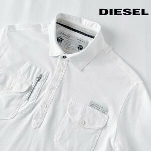 ディーゼル DIESEL ポロシャツ S (日本M) ホワイト ダメージ加工 白 カットソー 半袖 シャツ 