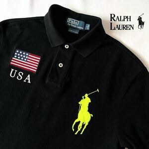 ラルフローレン RALPH LAUREN ビッグポニー ポロシャツ S175/92A (日本M) ブラック イエロー ビックポニー 半袖 シャツ