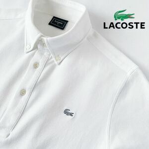 ラコステ LACOSTE ボタンダウン ドゥエボットーニ ストレッチ ポロシャツ 4 ホワイト 半袖 ビズポロ シャツ KH036C