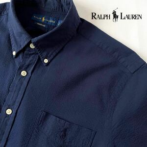 Ralph Lauren RALPH LAUREN кнопка down sia футбол рубашка с коротким рукавом L 180/100A ( Япония XL) темно-синий короткий рукав футбол рубашка темно-синий 