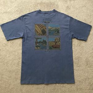 90's USA製 L.L.Bean HARBORSIDE GRAPHICS エルエルビーン 半袖 Tシャツ MEDIUM フライ ビーンブーツ カヌー ビンテージ グラフィックT