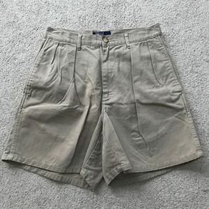 美品 90s USA製 POLO RALPH LAUREN ポロ ラルフローレン 2タック チノ ショーツ W28 コットン ショートパンツ ビンテージ ワイド 短パン