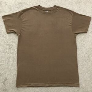 00's 米軍実物 02年 CAC 速乾 MOISTURE WICKING 無地 Tシャツ ブラウン LARGE USA製 ミリタリー DSCP 半袖 茶 S/S T-SHIRT ②