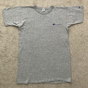 80's USA製 トリコタグ Champion チャンピオン 88/12 霜降り グレー 半袖 Tシャツ ロゴ プリント ビンテージ T-SHIRT MADE IN USA