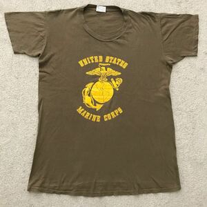 80s вооруженные силы США оригинал USMC U.S.MARINE CORPS футболка Vintage милитари UNION UNDERWEAR CO INC Brown 436 нижняя рубашка (L) 86 год отчетность ④