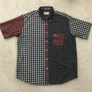 90s 00s McGREGOR マクレガー 半袖 クレイジー ボタンダウン シャツ (LL) チェック 切替 BDシャツ S/S SHIRT