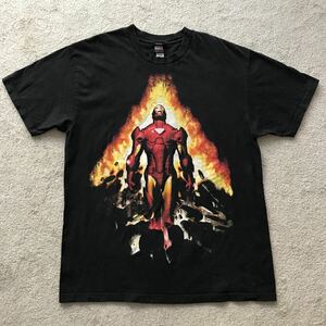 00's USA製生地 初期 MARVEL アイアンマン IRON MAN ムービー Tシャツ 映画T ビンテージ マーベル XL ブラック MAD ENGINE 2008