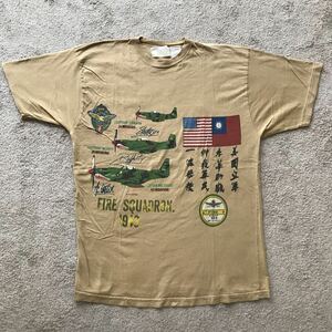 80s 90s VINTAGE 米軍 FLYING TIGERS フライングタイガース USAF 米国義勇軍 Tシャツ ビンテージ COURIR ミリタリー 軍物 T-SHIRT