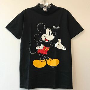 90's USA製 デッドストック DISNEY MICKEY MOUSE ミッキーマウス 両面プリント モックネック Tシャツ (S) COTTON DELUXE anvil ビンテージ