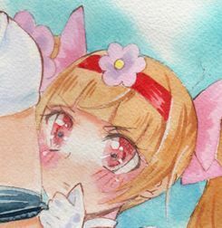 Art hand Auction Illustration dessinée à la main Cure Emiru + copie du dessin approximatif HUGtto ! PreCure Aisaki Emiru Cure Macherie, Des bandes dessinées, Produits d'anime, Illustration dessinée à la main