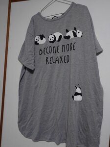 大きいサイズ　5Ｌ ６Ｌ パンダ 半袖Tシャツ プリント グレー