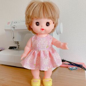 メルちゃん　ワンピース　花柄　ピンク　お着替え　人形　ドール　ソランちゃん　手作り メルちゃんの服 ハンドメイド　リボン　レース