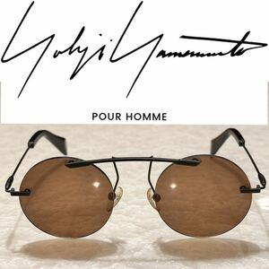 Yohji Yamamoto pour homme ラウンドサングラス ブラウン