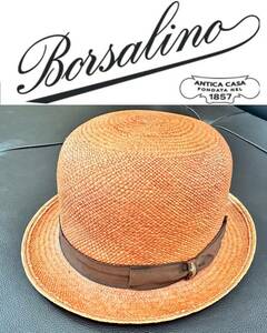 【11日朝まで】Borsalino（ボルサリーノ） 天然草ハット オレンジ 61