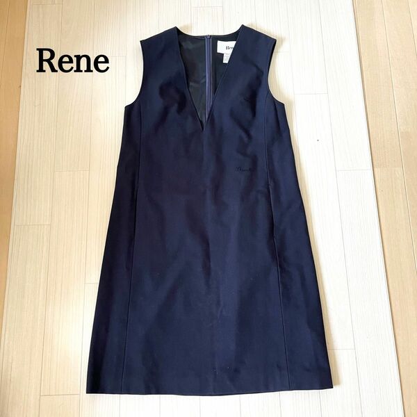 ルネ　Rene ジャンパースカート　ワンピース　6046070 ネイビー系　ロゴ