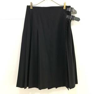 *BURBERRY LONDON Burberry London wool pleat processing to coil skirt LAP skirt black size 13 [ uniform carriage / including in a package possibility ]F