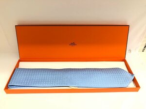 送料無料 新品未使用品 HERMES エルメス ネクタイ ファソネ H柄 ライトブルー 水色 シルク メンズ