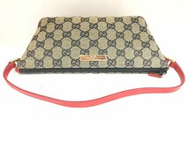 送料無料 1円～ 美品 GUCCI グッチ GGキャンバス 039.1103 ポーチ アクセサリー ミニバッグ ハンドバッグ レザー ベージュ ネイビー レッド_画像4