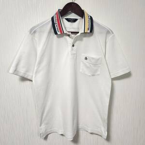 日本製 Munsingwear マンシングウェア グランドスラム 半袖 ドライポロシャツ 白 ロゴ刺繍 メンズ/紳士Mサイズ ゴルフウェア