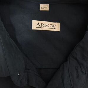 スペシャル 黒レーヨン 極美品 80'sビンテージARROW ブラック 長袖シャツ ビッグサイズ 90's 70's 60's 50's 40's オンブレ ロカビリーの画像8