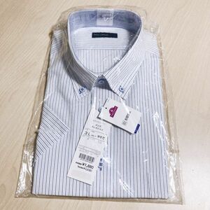 送料230円～未使用■トップバリュ TOPVALU／Dress Camicia■形態安定 ボタンダウン 半袖 シャツ／ドレスシャツ メンズ 大きいサイズ 3L 45