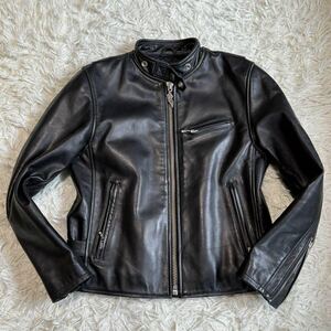 極美品　Lサイズ　Harley Davidson　ハーレーダビッドソン　レザー　ライダースジャケット　シングル　黒　牛革　メンズ