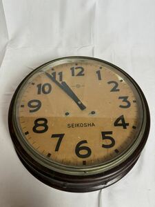 SEIKOSYA 直径43cm 丸時計 振り子時計 アンティーク 掛け時計 ゼンマイ式 昭和レトロ 精工舎 掛時計 古時計 セイコーシャ セイコー 