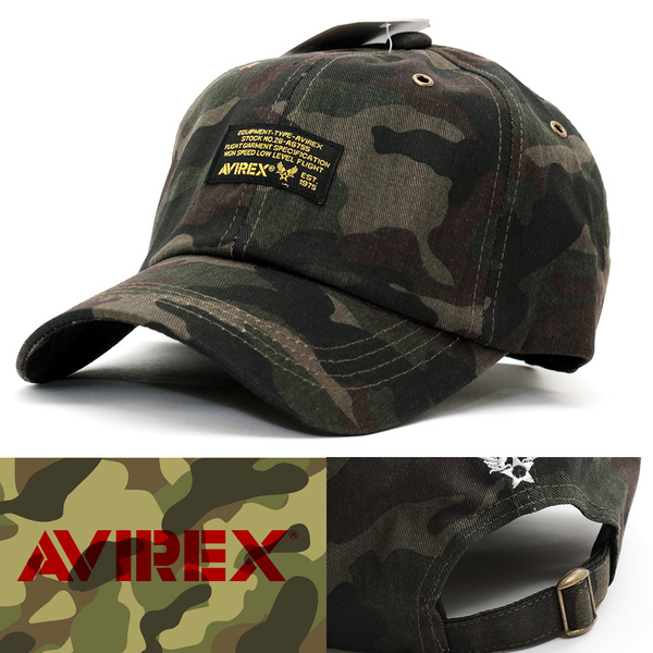 ローキャップ 帽子 メンズ AVIREX FRONT NAME LOW CAP アヴィレックス カモフラ 迷彩 アーミー 14492900-36 アビレックス ミリタリー