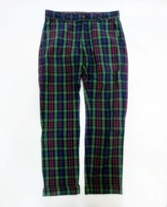  gold gram fhi*BROOKS BROTHERS Brooks Brothers check pants W32 cotton 100% men's [ used ]