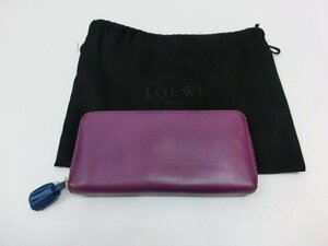 キングラムfhi☆ロエベ 長財布 LOEWE ロエベ 財布 ラウンドファスナー 牛革 レディース アナグラム ナパ【中古】