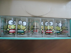  Sanrio Kero Kero Keroppi /..../keropi glass set /gala spade 5 piece / tumbler / glass : Mini size /1989 year made 