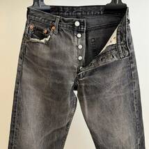 希少《 Black / France / W30 L30 》90s【 Levi's 501 フランス製 後染め フェード 黒 ブラック デニム ビンテージ 】_画像1