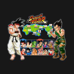 【Tシャツ】　『Dragon Fighter』　ストⅡ　ストリートファイター　ドラゴンボール　S／M／L／XL