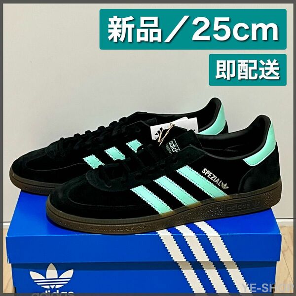 新品25／adidas Originals Handball Spezial Core Black/Clear Mint/Gum