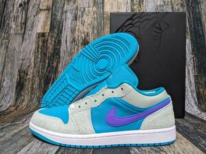 最後 31.0cm/US13 NIKE AIR JORDAN 1 LOW SE 検 DX4334-300 エア ジョーダン1 ロー スウェード ホワイト/アクアトーン 青白/マリンブルー