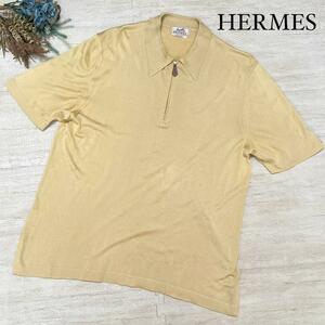 HERMES Hermes L размер желтый желтый цвет половина Zip короткий рукав вязаный 