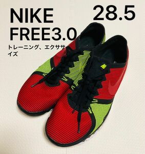 ナイキ　Nike FREE 3.0 28.5cm スニーカー　トレーニングシューズ　黄x赤　イエローxレッド　US10.5