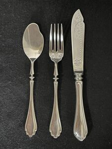 ALFACT EPNS. white silver vessel f rule fish sauce spoon * Fork * knife 3 point set 