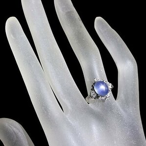 OU11659T【1円～】新品【RK宝石】≪Star Sapphire≫ 上質非加熱スターサファイア 大粒4.36ct 極上ダイヤモンド Pt900 高級リング ダイヤの画像6